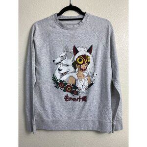 Studio Ghibli Womens Princess Mononoke Wolf Gray Sweatshirt Size Small Anime